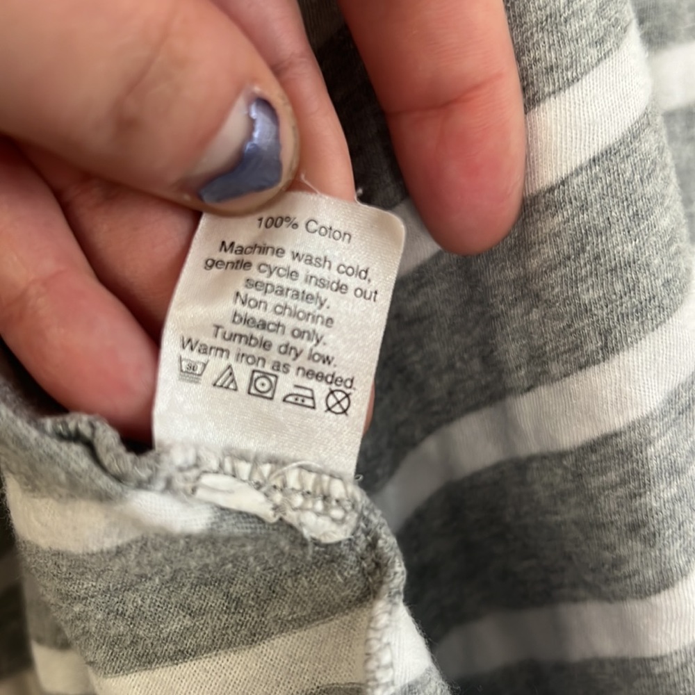 J. Crew grey white striped cotton lightweight long sleeve drape cardigan top M - Picture 6 of 8